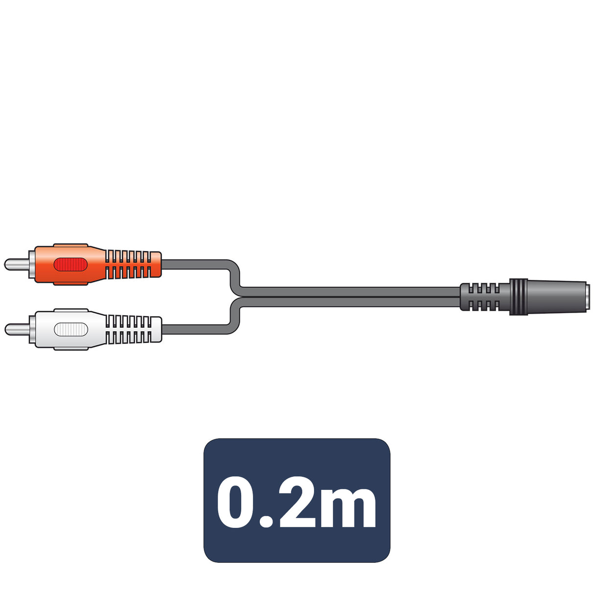 2 x RCA Plugs to 3.5mm Stereo Socket Leads Black 0.2m