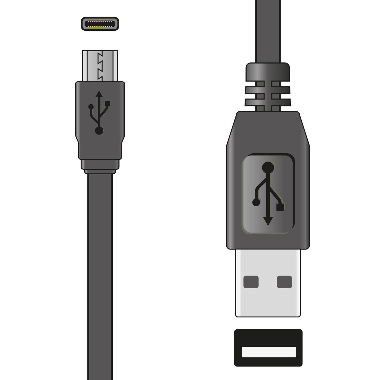 USB Type A-C Short Sync & Charge Flat Cable 20cm