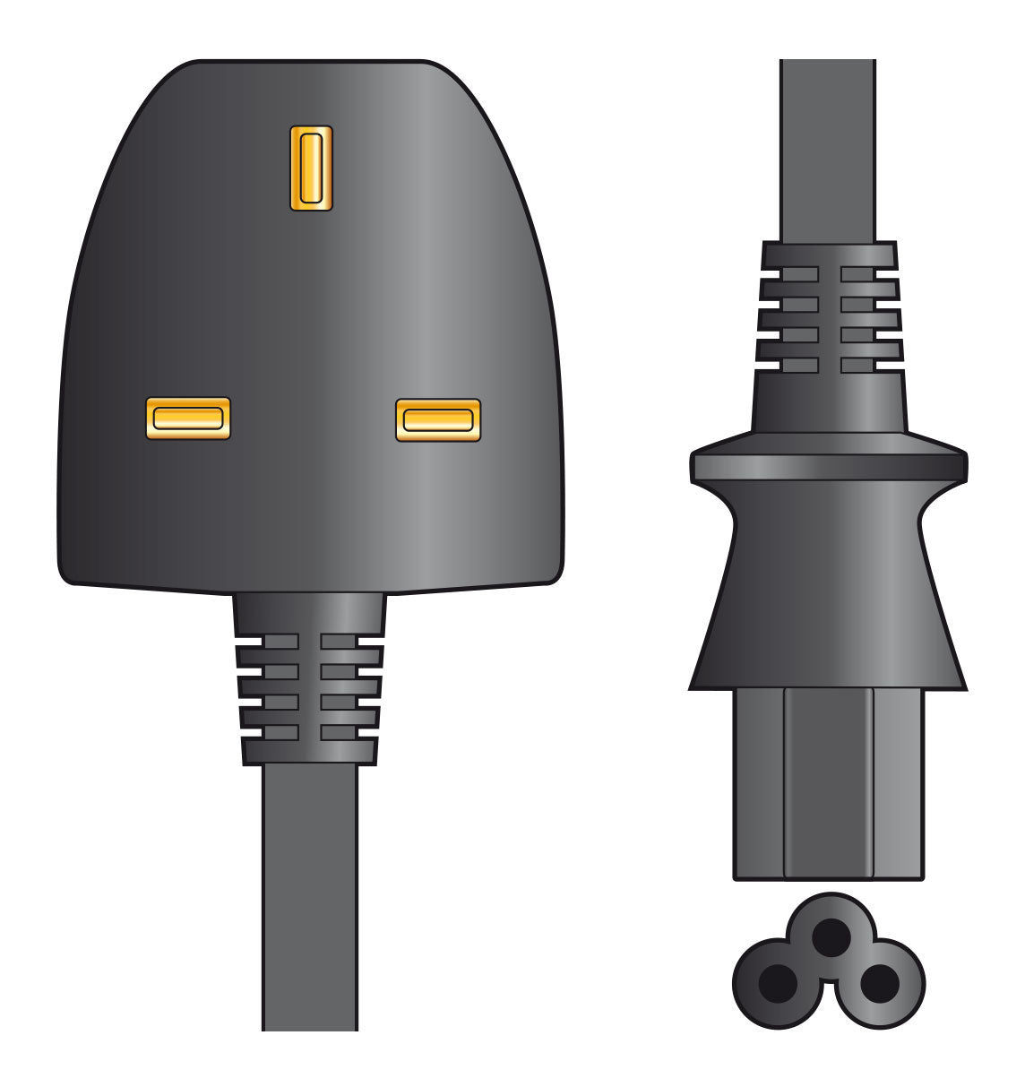 Mains Power Leads UK Plug - Clover Leaf 3A 2.0m