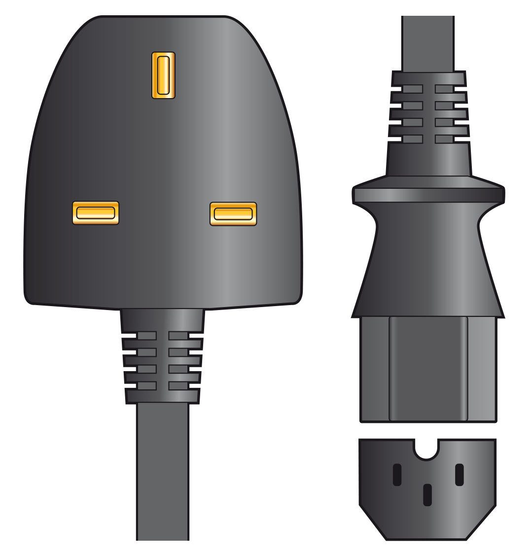 Mains Power Leads UK Plug - Hot IEC Plug 10A