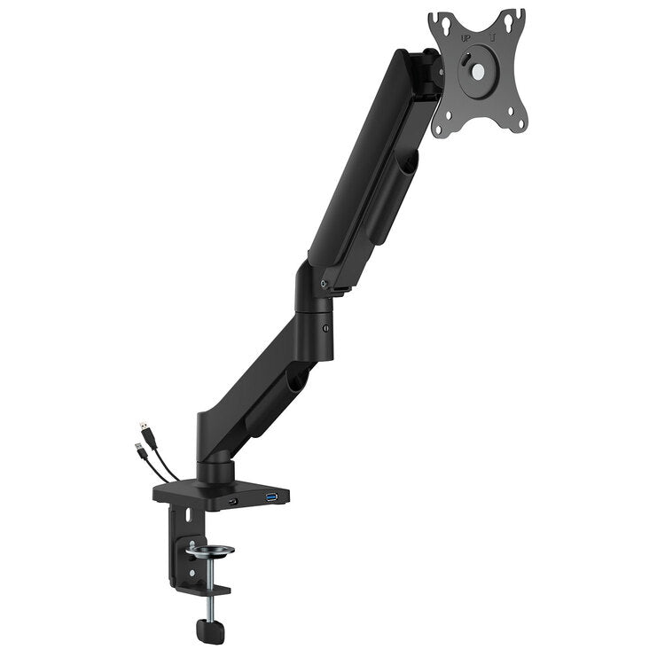 Full Motion Gas Spring Desktop Monitor Arms with USB Hub Single arm