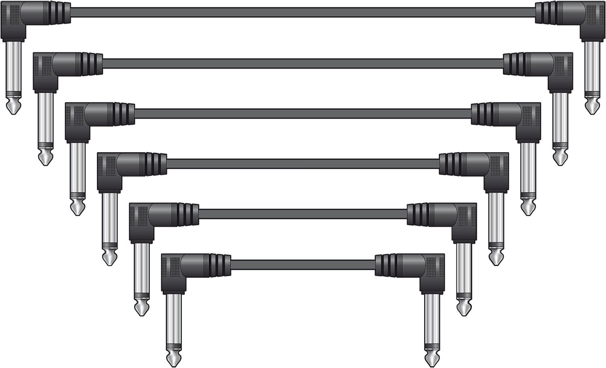 Classic Audio Patch Lead Sets 6.3mm Mono Jack Plug - 6.3mm Mono Jack Plug 6pcs