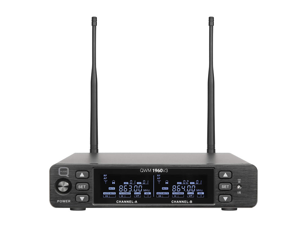 QWM 1960 V3 BP UHF Dual Channel True Diversity Belt Pack Wireless Mic System