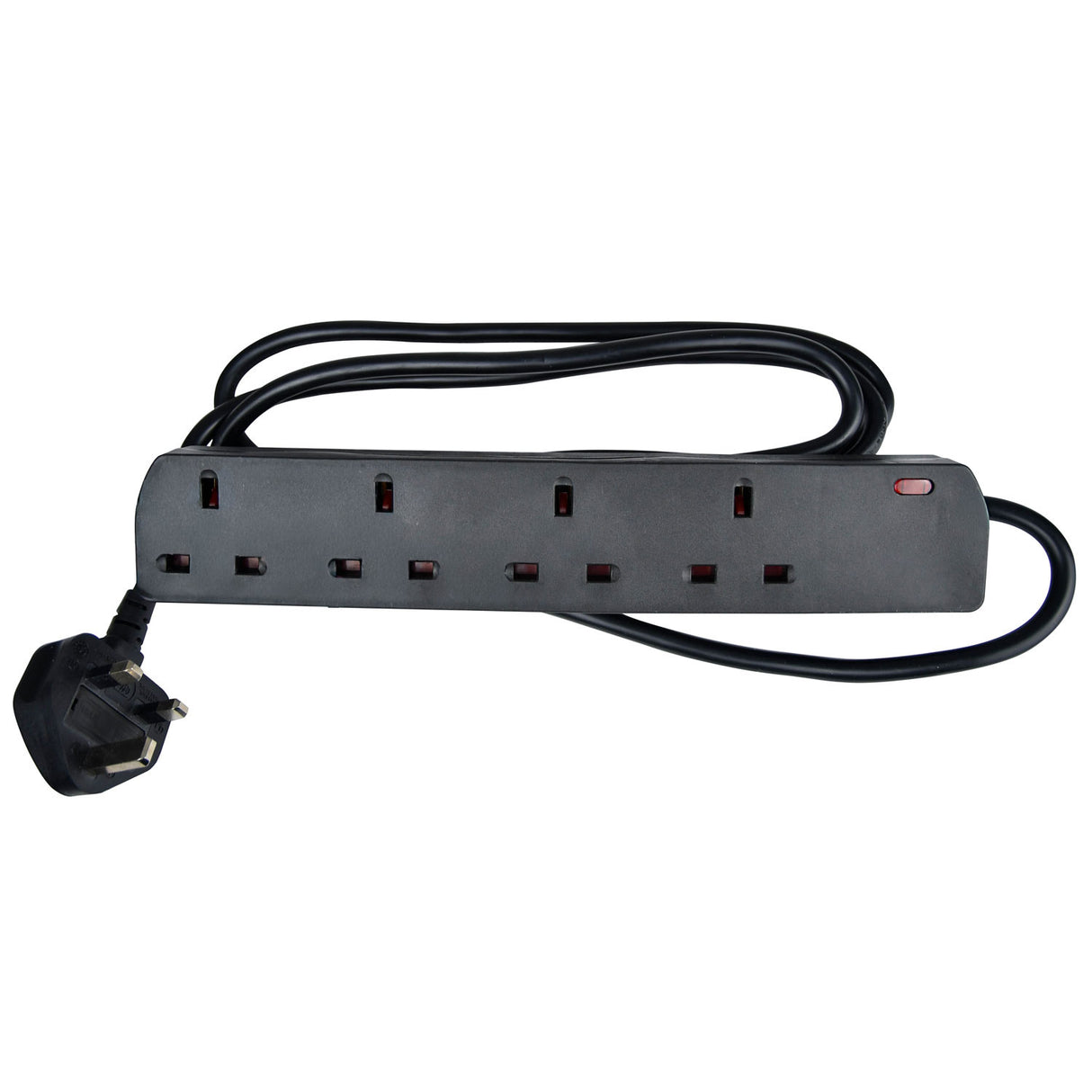 4 Gang Black Extension Leads 2M