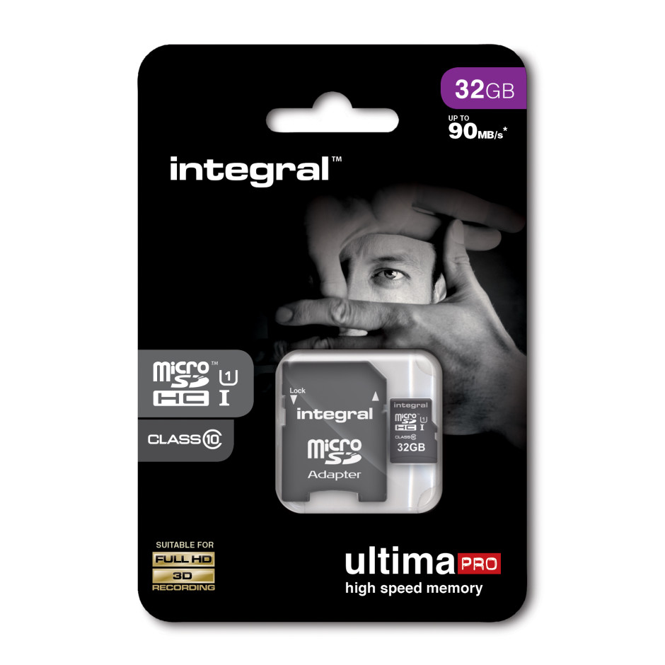 MicroSDHC Memory Card, Ultima Pro, 32GB, Class 10, 90Mbps, with SD Adapter