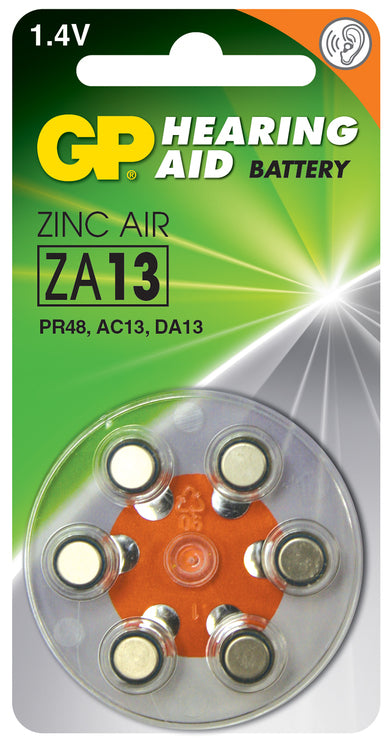 Zinc Air Hearing Aid Batteries PR48 Orange 6 Pack