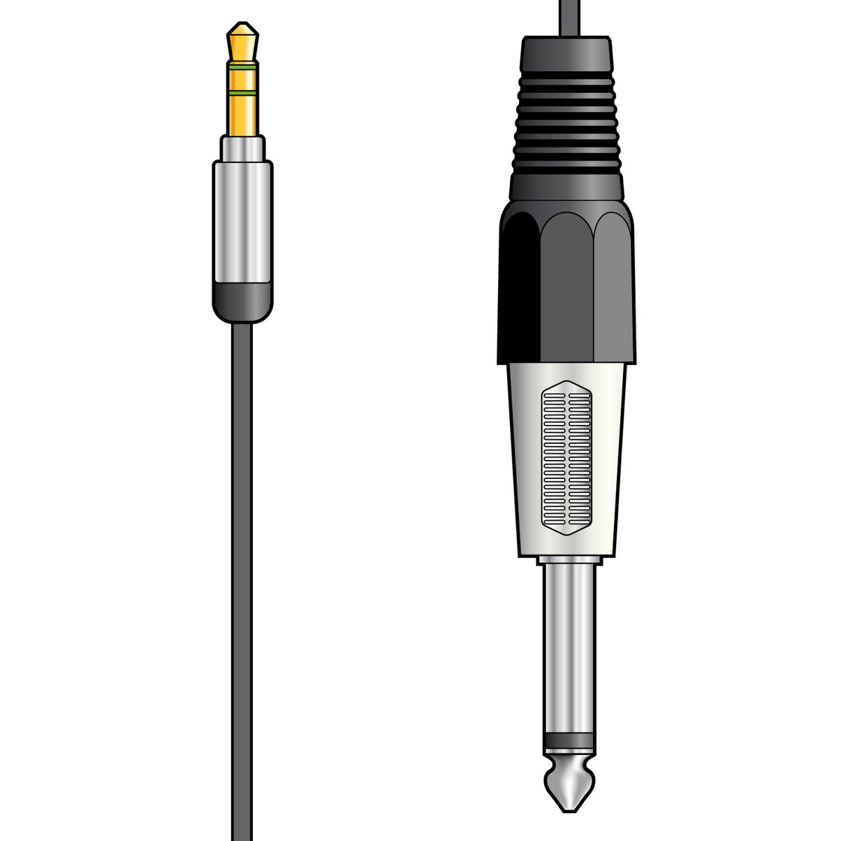 Classic Audio Lead 3.5mm Stereo Jack Plug - 6.3mm Mono Jack Plug