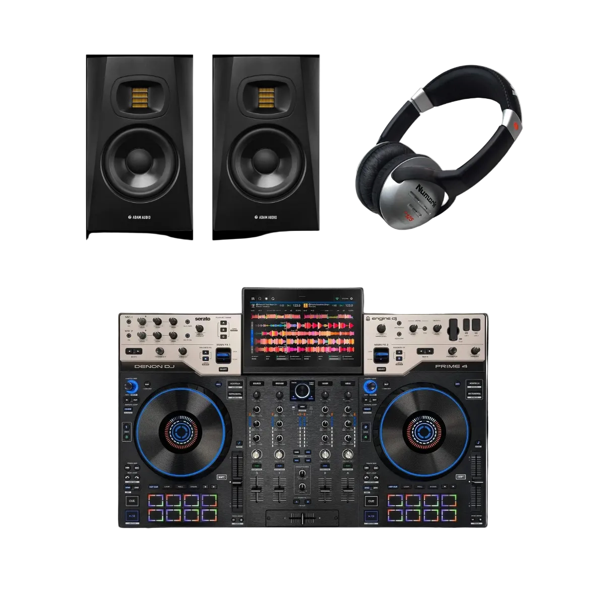 Denon Prime 4 G2 DJ Bundle with ADAM Audio T5V Monitors (Pair) & HF125 Headphones
