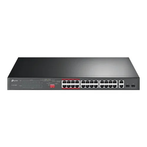 24 Port Fast Ethernet & 2 Port Gigabit PoE+ Unmanaged Switch with 2 SFP Ports