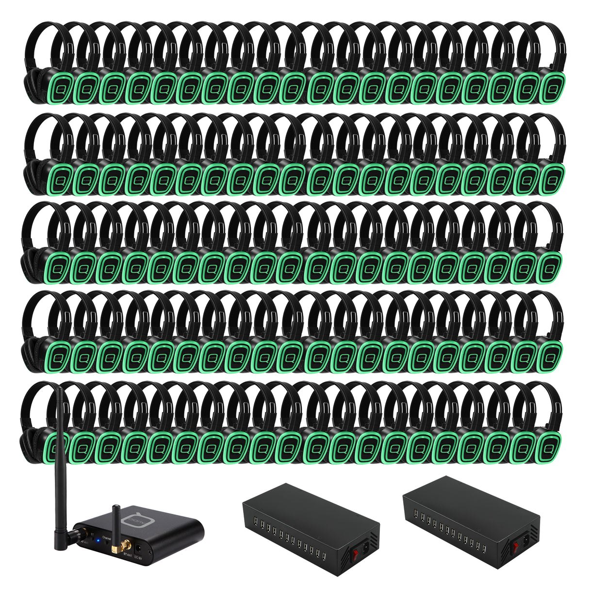 100 Way Silent Disco Bundle With Bluetooth Transmitter & Charger