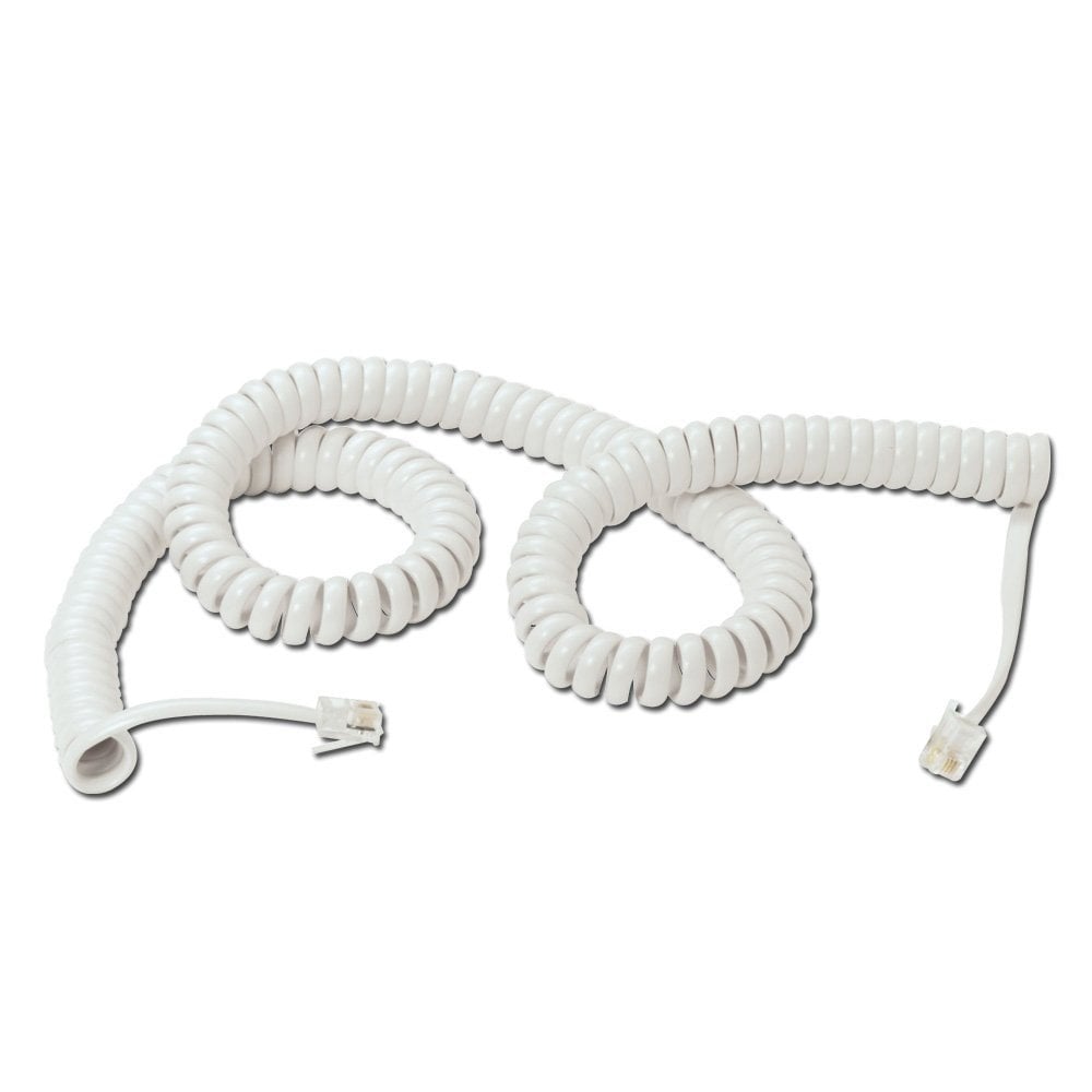 7 Metre White Coiled Telephone Handset Lead
