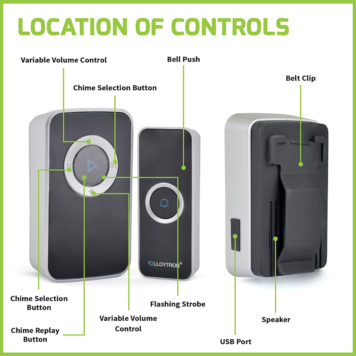 32 Melody Lithium Rechargeable Portable Door Chime Kit
