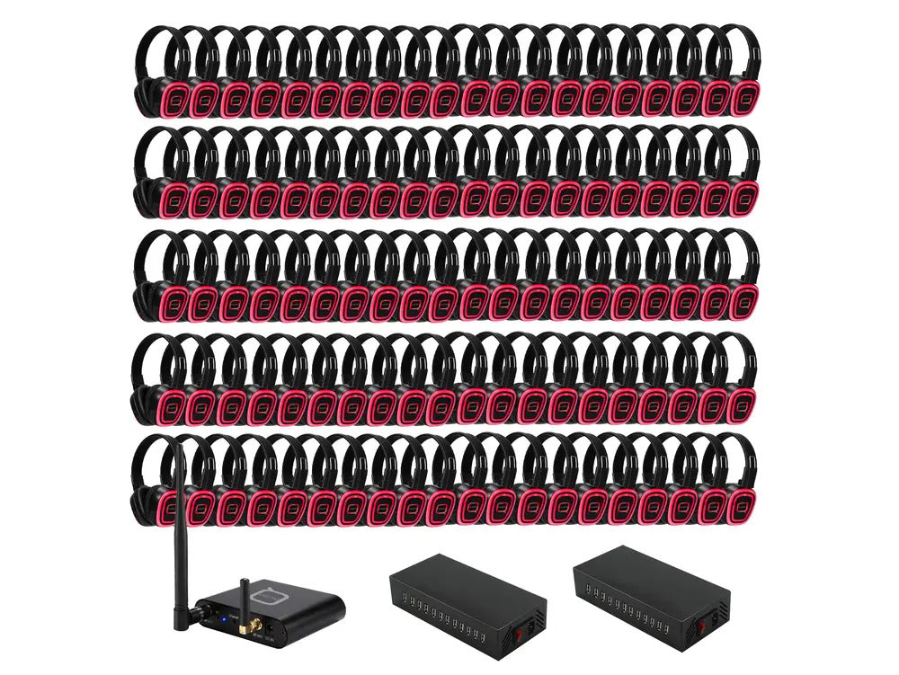 100 Way Silent Disco Bundle With Bluetooth Transmitter & Charger
