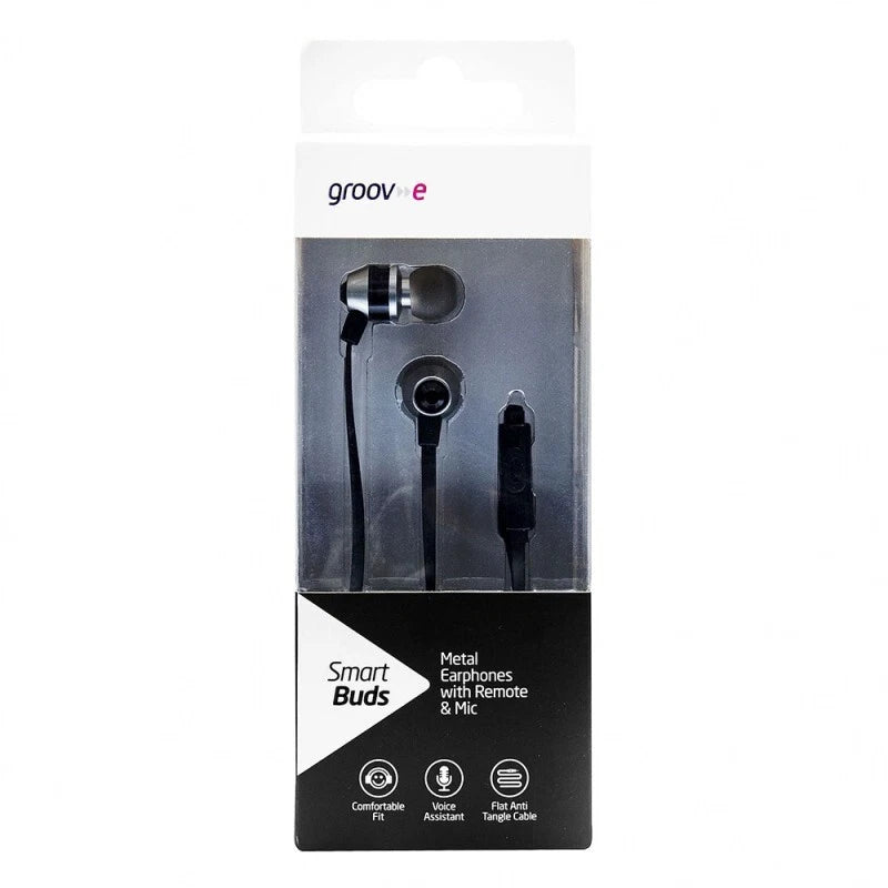 Smart Buds Sound Isolating Metal In-Ear Headphones with Remote Mic - Black - GVEB10BK