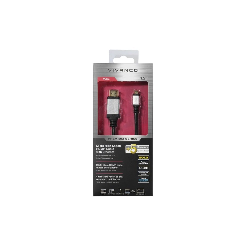 Vivanco Premium Micro High Speed HDMI Cable with Ethernet 1.2M