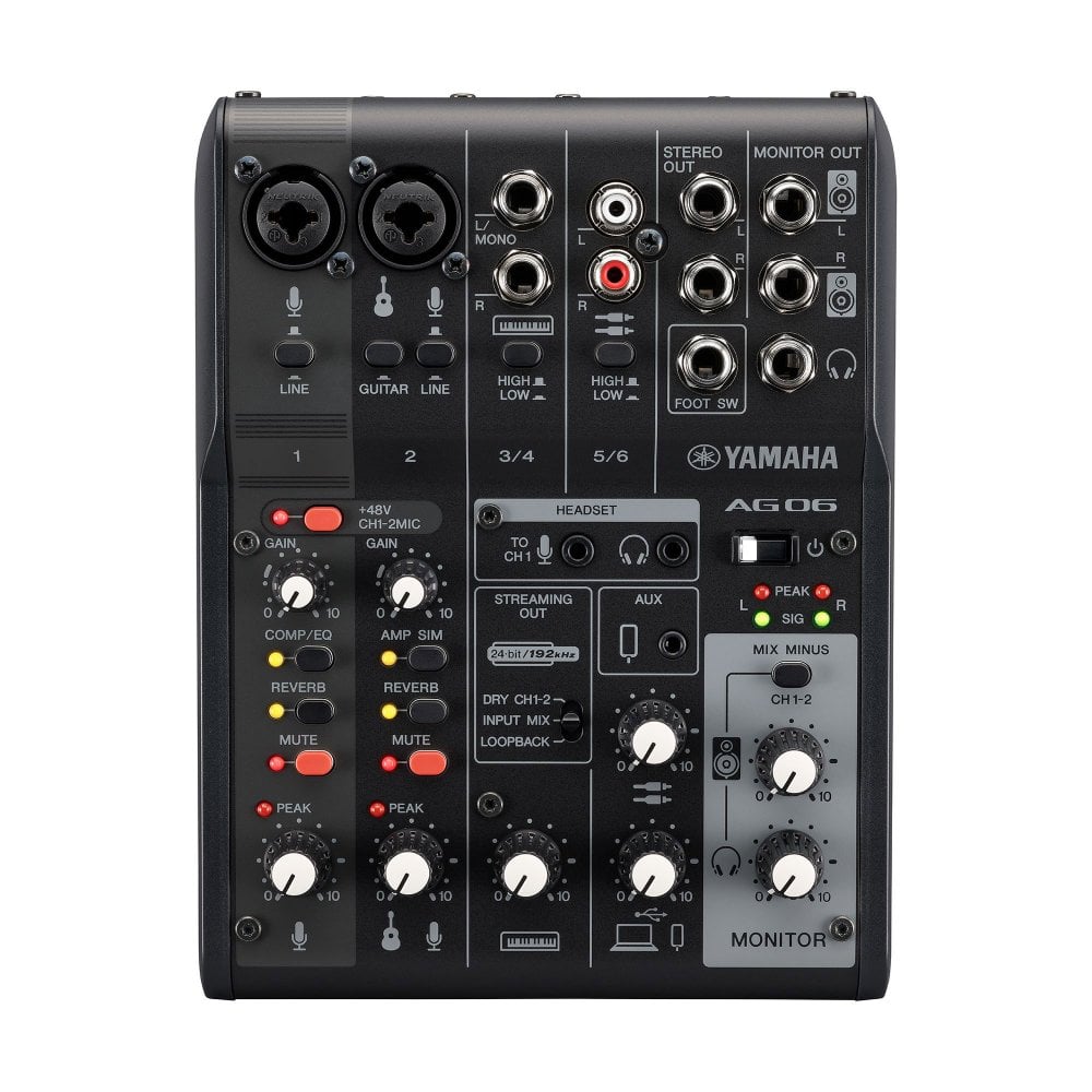 Yamaha AG06 MK2 6-Channel Hybrid Mixer (black)