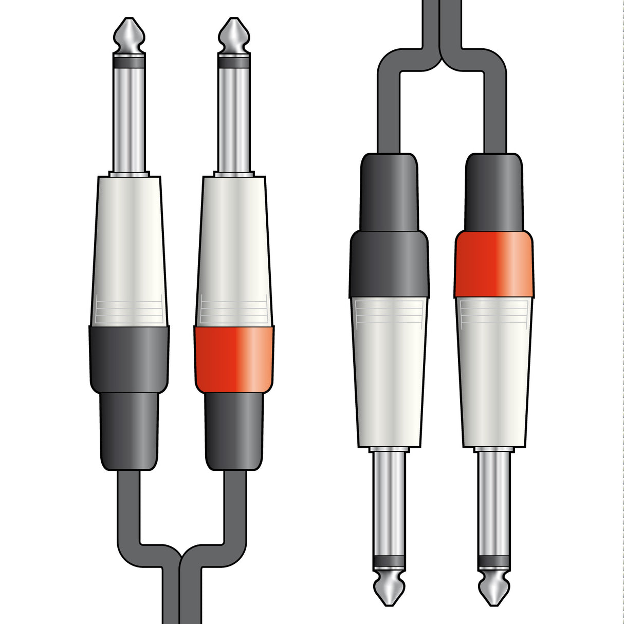 Classic Audio Leads 2 x 6.3mm Mono Jack Plugs - 2 x 6.3mm Mono Jack Plugs