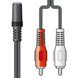 2 x RCA Plugs to 3.5mm Stereo Socket Leads Black 0.2m
