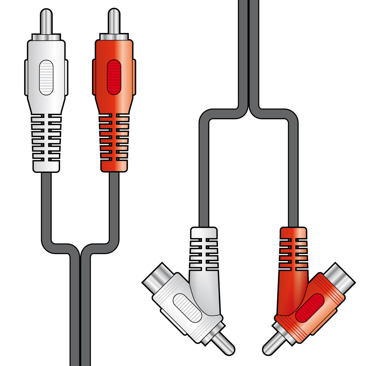 2 x RCA Plugs to 2 x Stackable RCA Plugs Lead Black 1.8m