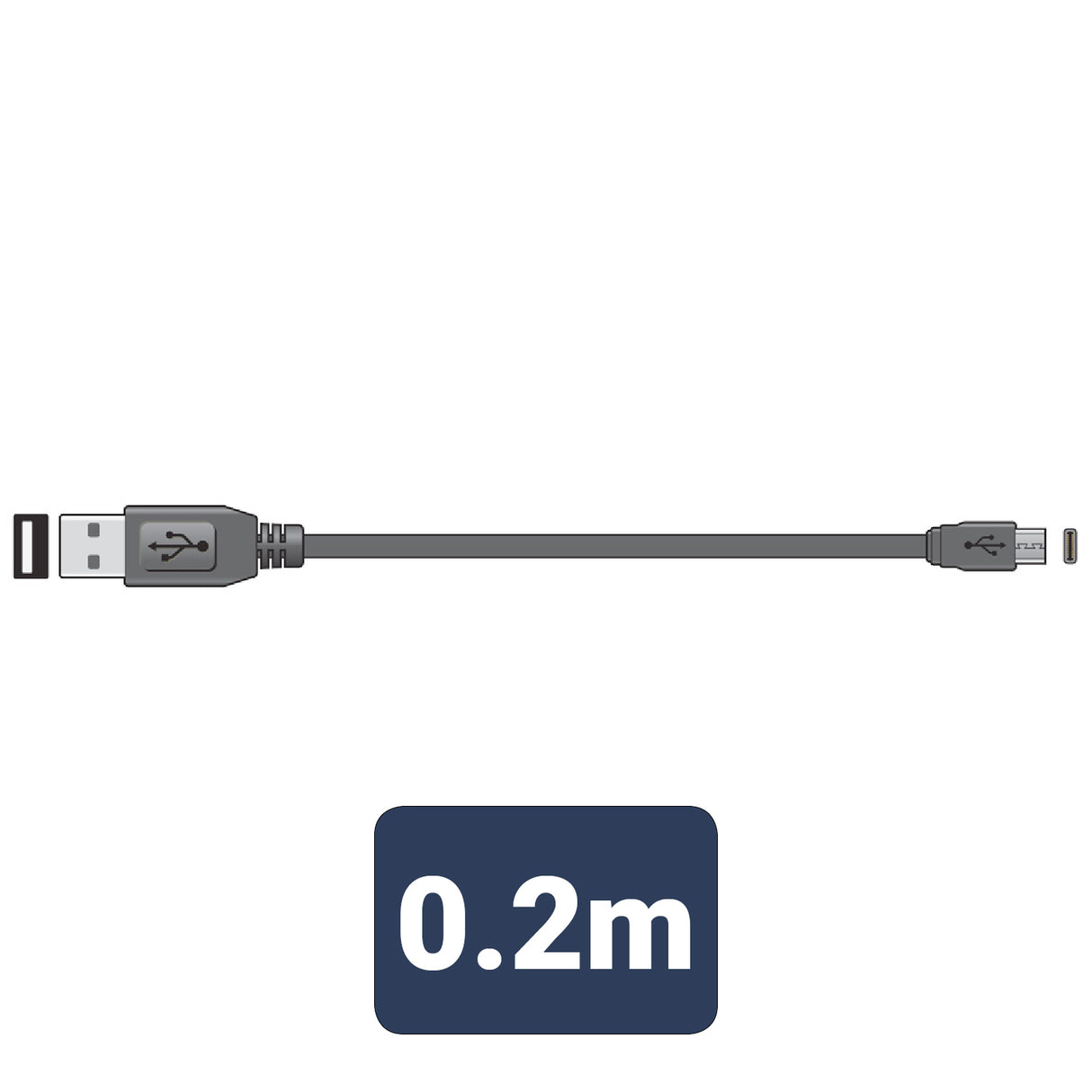 USB Type A-C Short Sync & Charge Flat Cable 20cm