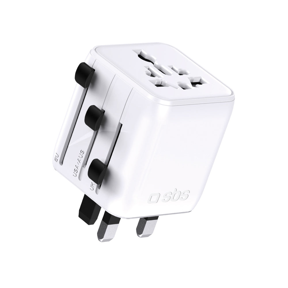 Universal Travel Adapter 2500W, EU / UK / US / AUS, White