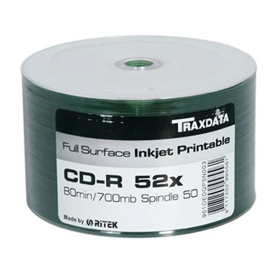 CD-R 80MIN , 700MB CD-R 52x, Full Face Printable, 80min