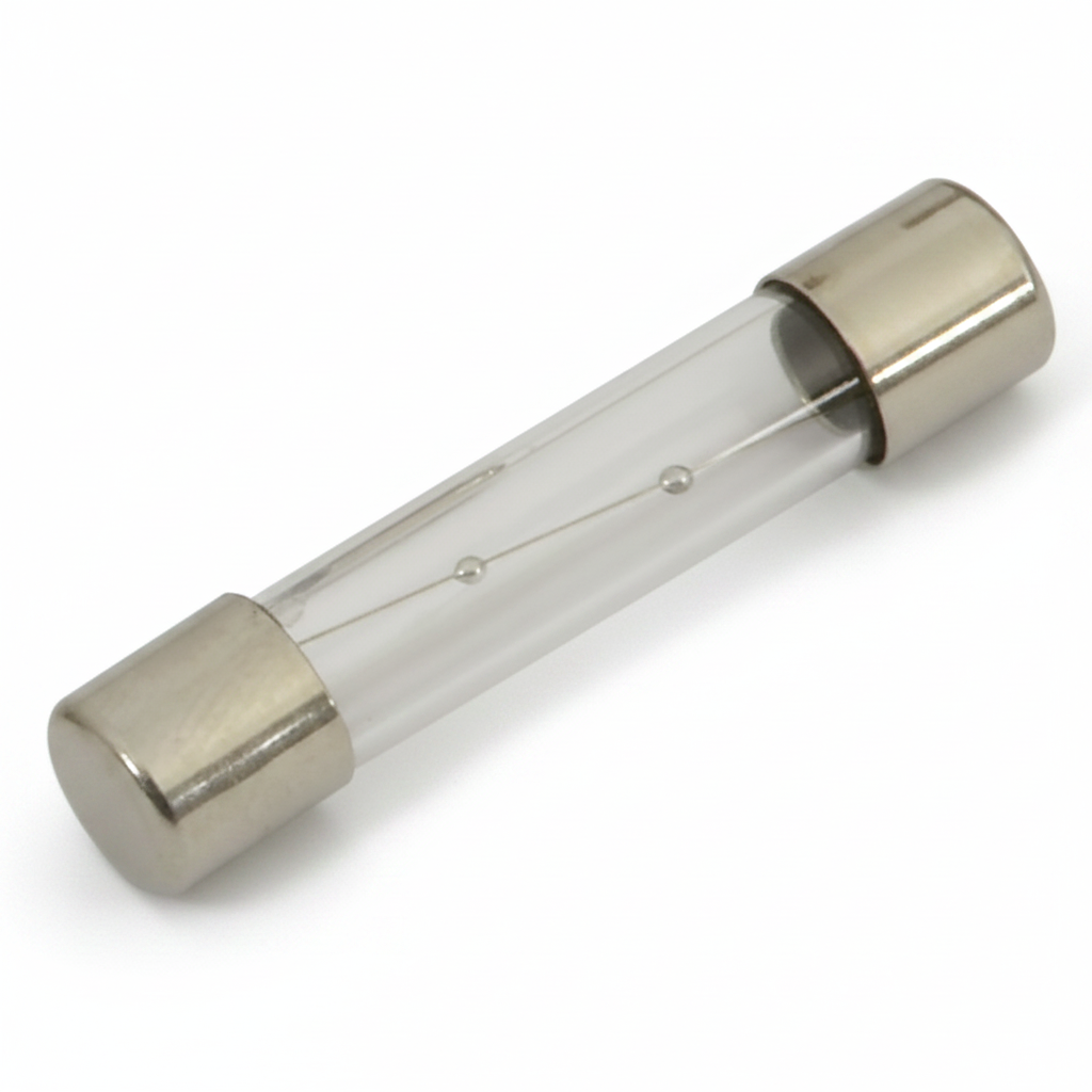 32mm Glass Tube Fuse on White Background
