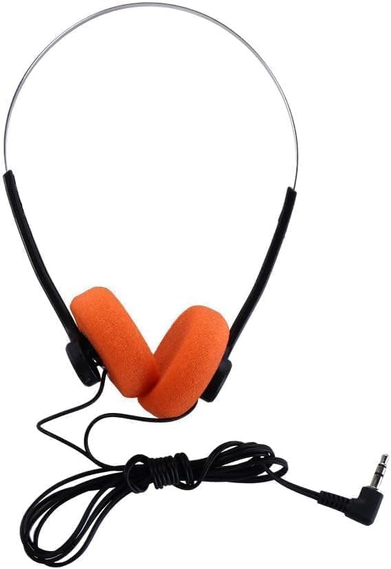 Retro Walkman Style Stereo Headphones With Orange Pads (black)