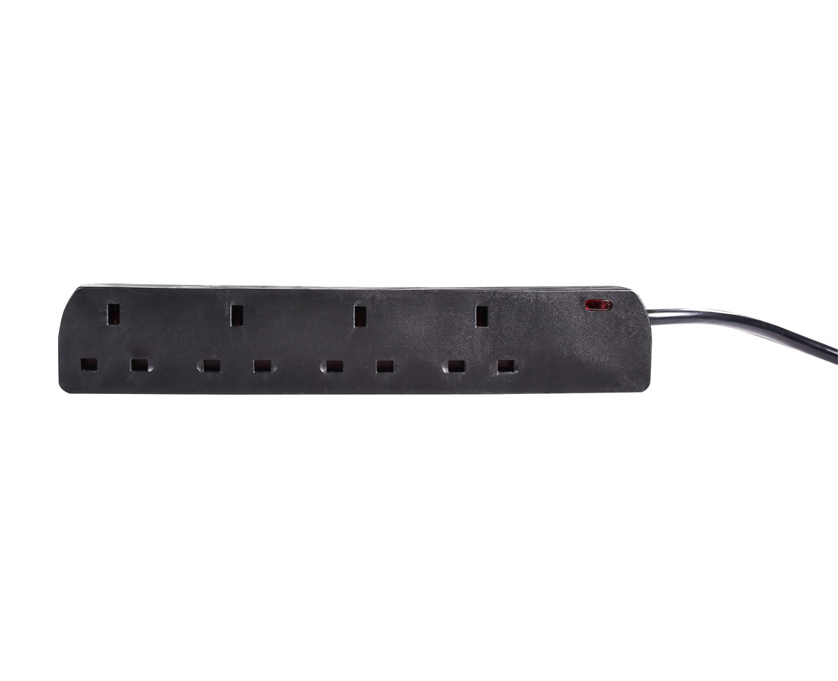 4 Gang Black Extension Leads 2M