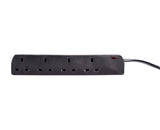 4 Gang Black Extension Leads 2M