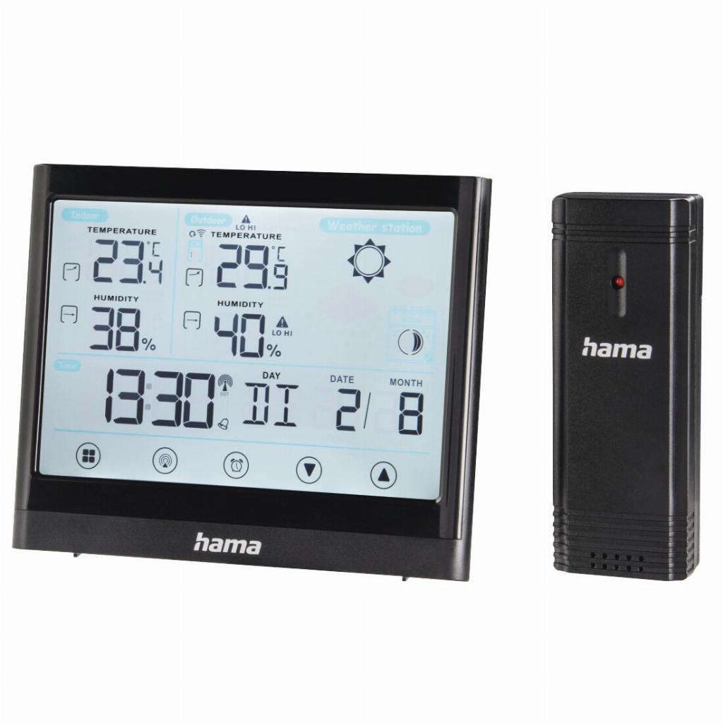 Hama Full Touch Black LED Battery weather station