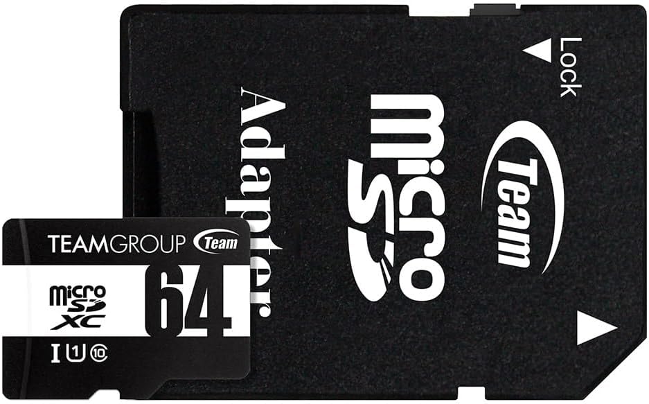 Team Team Micro SDXC [64GB] TUSDX64GCL10U03 Smartphone Tablet Read: 100MB/s Write: 20MB/s with SD Adapter Micro SDxc Card