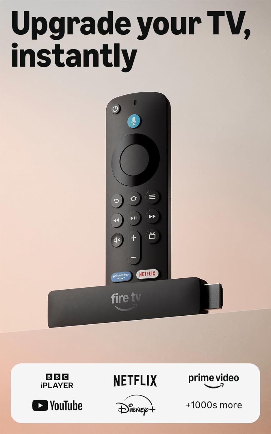 Amazon Fire TV Stick HD (newest gen), free & live TV, Alexa Voice Remote, powered by the TV, effortless setup, find TV programmes faster with Alexa+