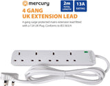 4 Gang UK Extension Lead (2m)