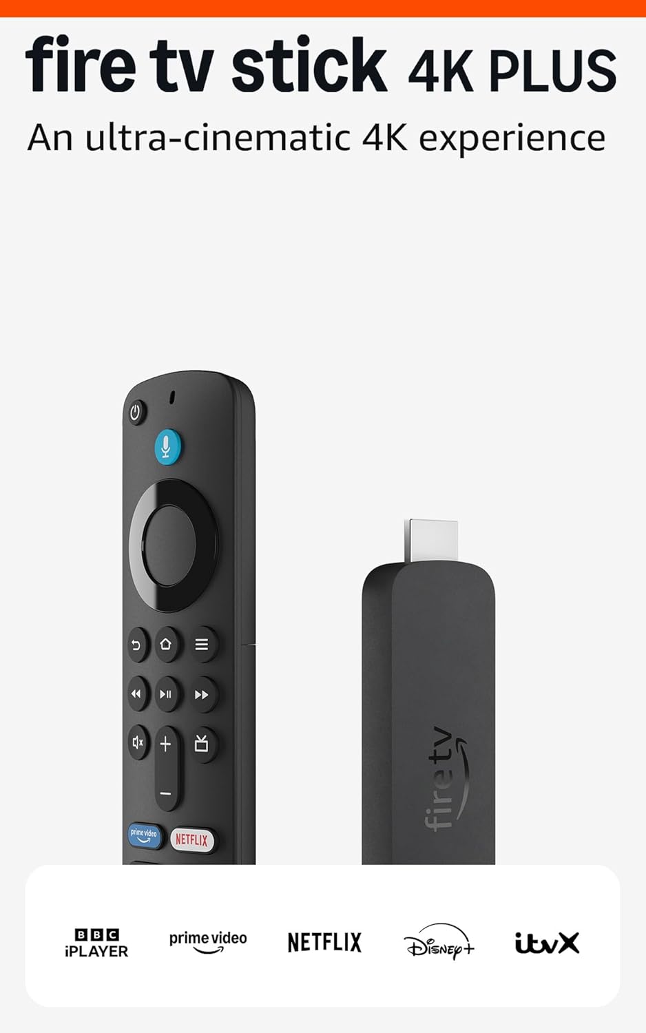 Amazon Fire TV Stick 4K Plus streaming device, supports Wi-Fi 6, Dolby Vision/Atmos, HDR10+, find TV programmes faster with Alexa+