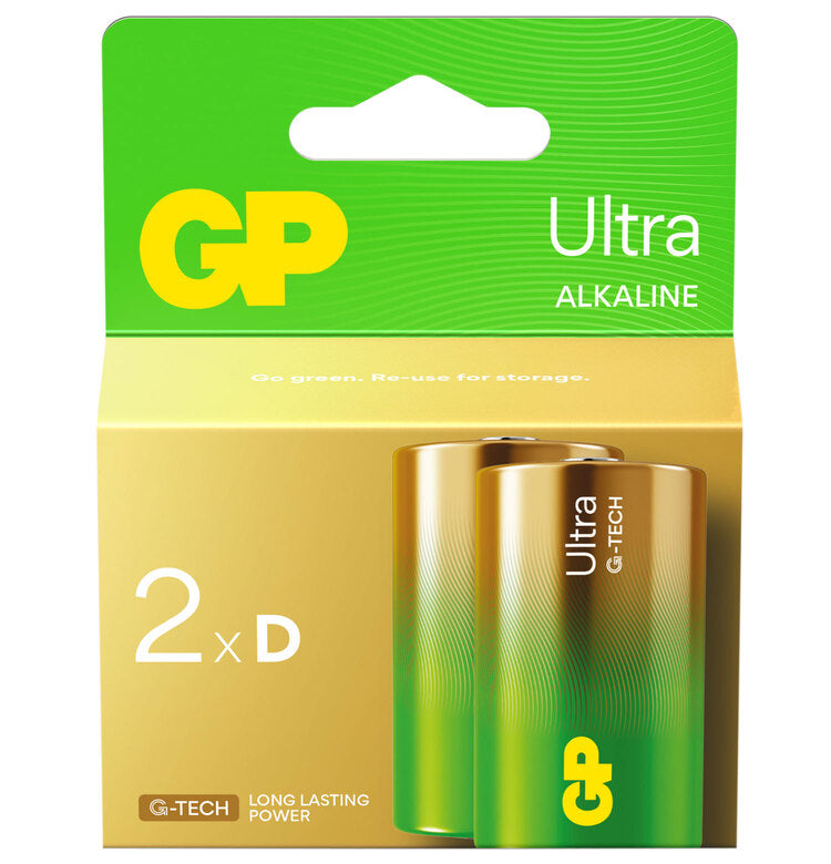 Ultra Alkaline Batteries D 1.5V 2 Pack