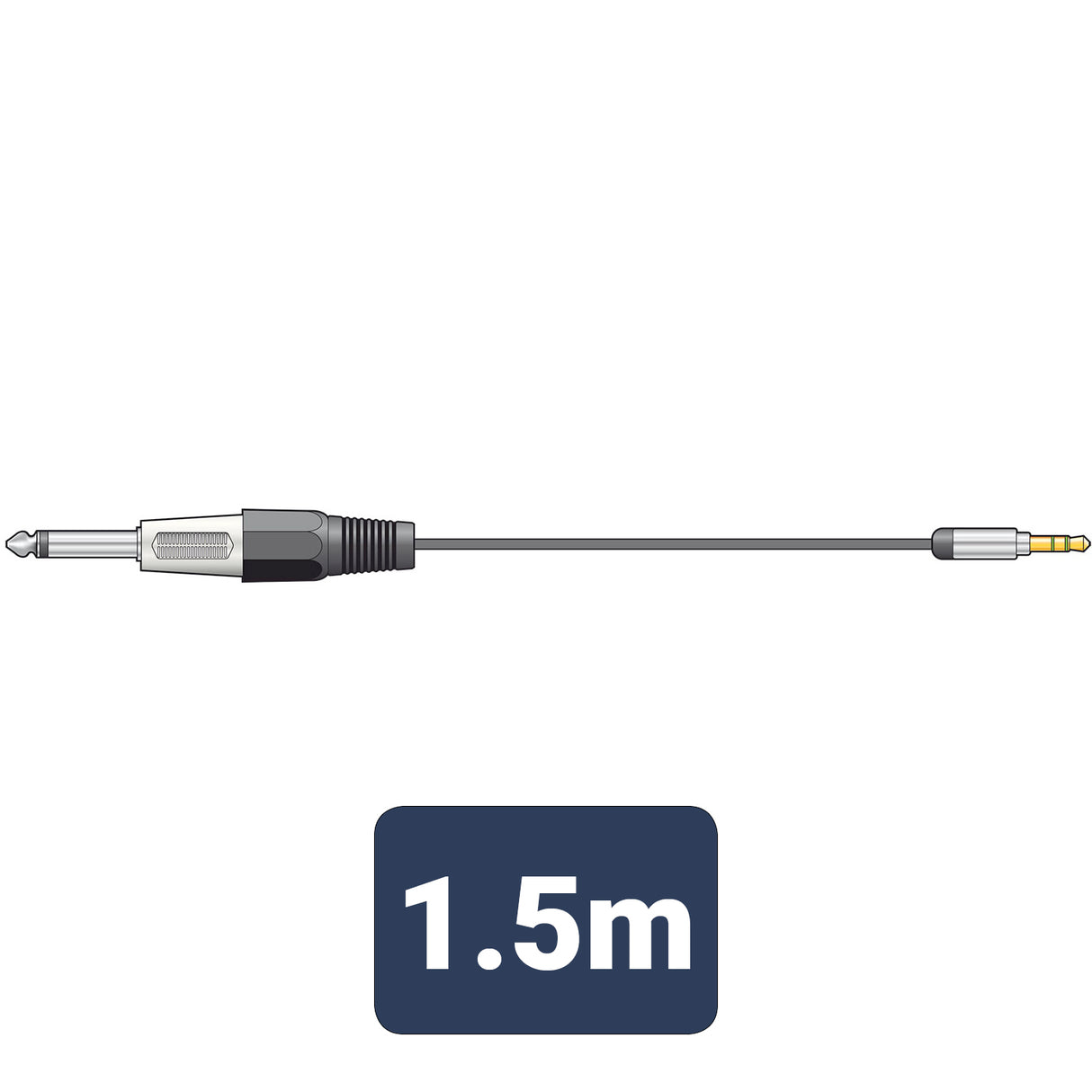 Classic Audio Lead 3.5mm Stereo Jack Plug - 6.3mm Mono Jack Plug
