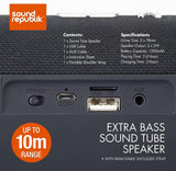 Extra Bass Fabric Tube Bluetooth Speaker With Shoulder Strap