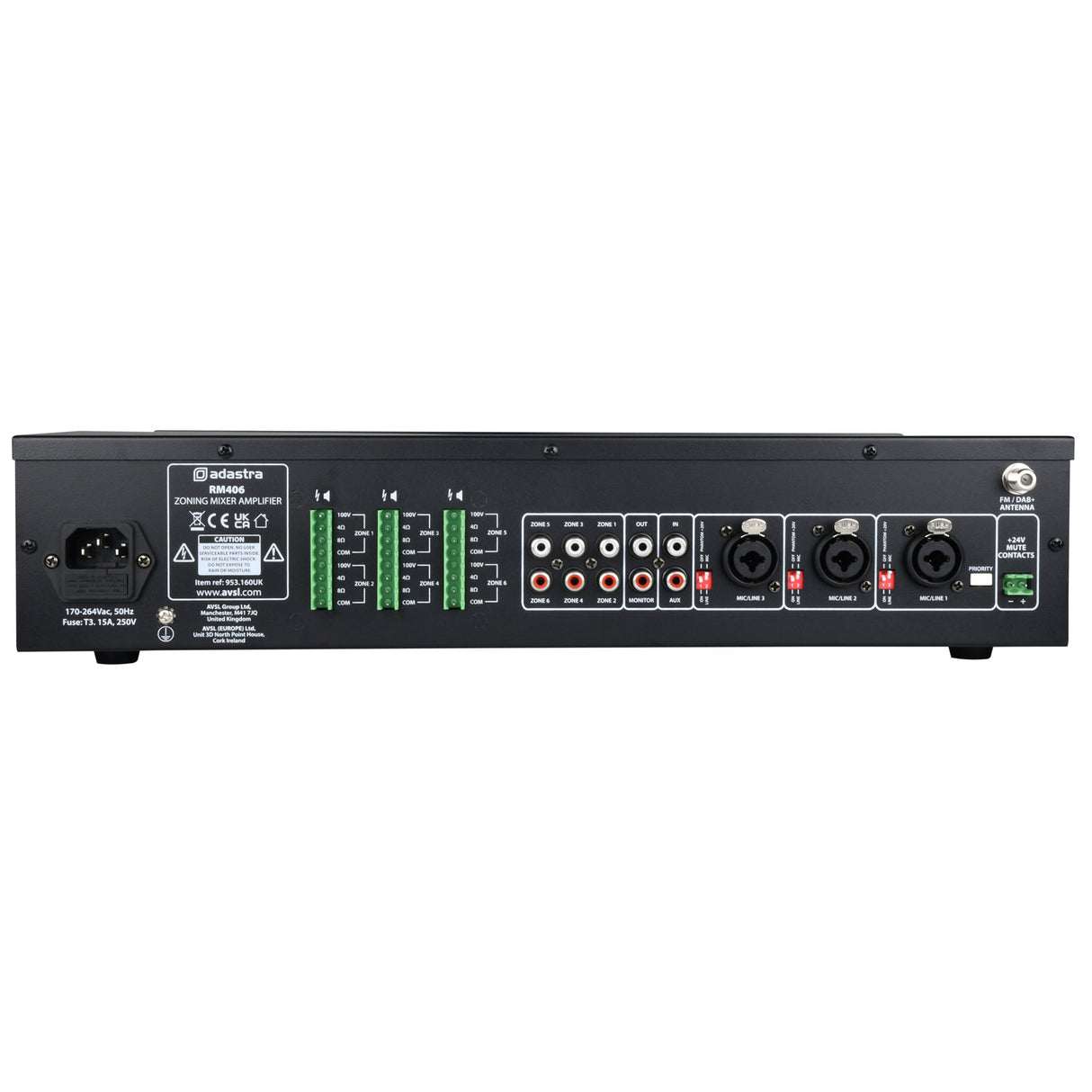 Adastra RM406 6 Zone Mixer Amplifier