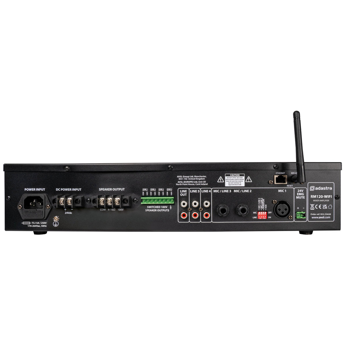 RM-series 100V Mixer-Amplifier with WiFi 120W