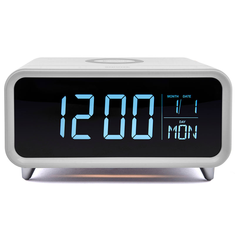 Groov-e Athena Alarm Clock with Wireless Charging Pad & Night Light