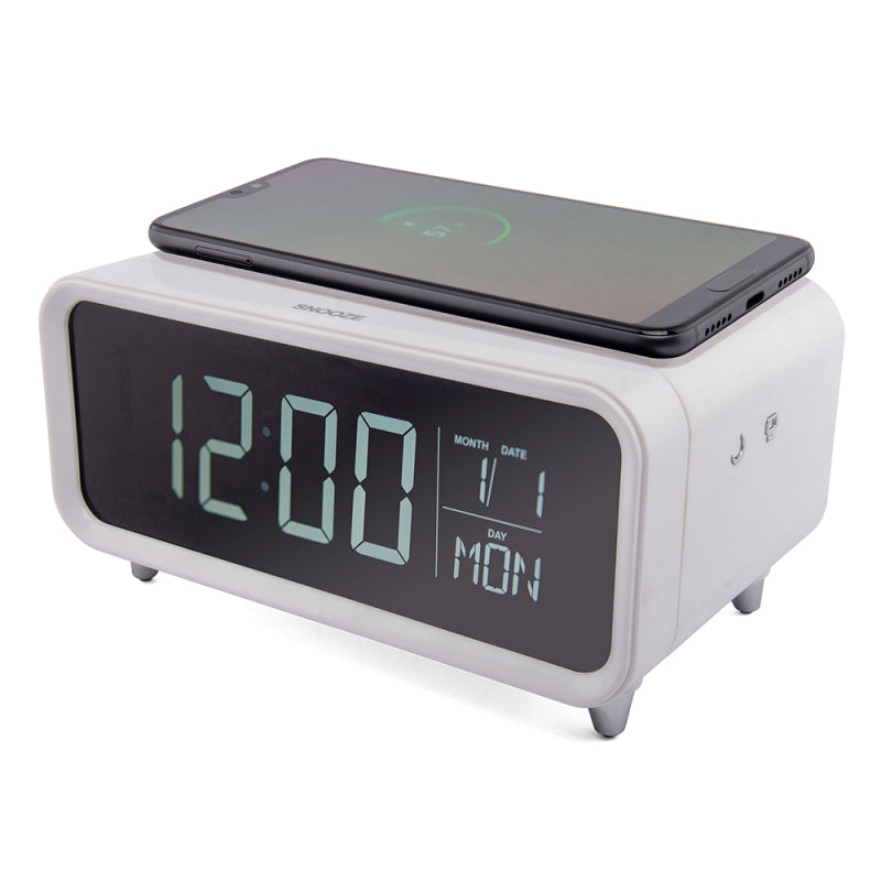 Groov-e Athena Alarm Clock with Wireless Charging Pad & Night Light