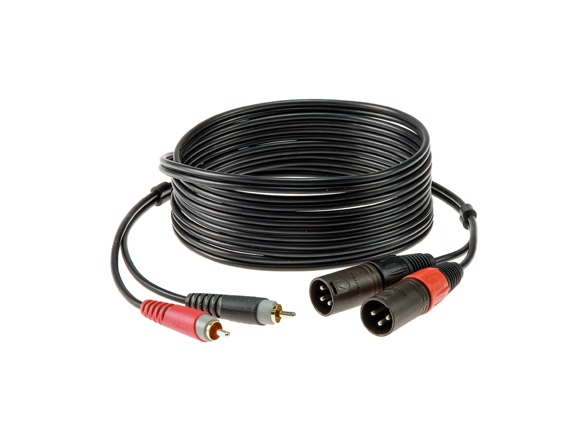 pro twin cable with straight RCA and XLR male plugs gold-plated contacts 6M