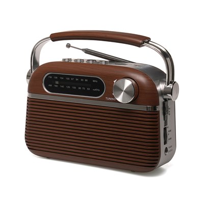 2 Band 'Vintage' Rechargeable Portable Radio + MusicStream - D.Oak