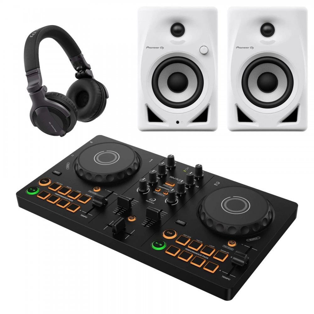 AlphaTheta DDJ-FLX2 & DM-50D (Black) CUE1 Pack