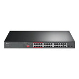24 Port Fast Ethernet & 2 Port Gigabit PoE+ Unmanaged Switch with 2 SFP Ports