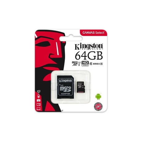 64GB Kingston Micro SD Card & Adapter Class 10