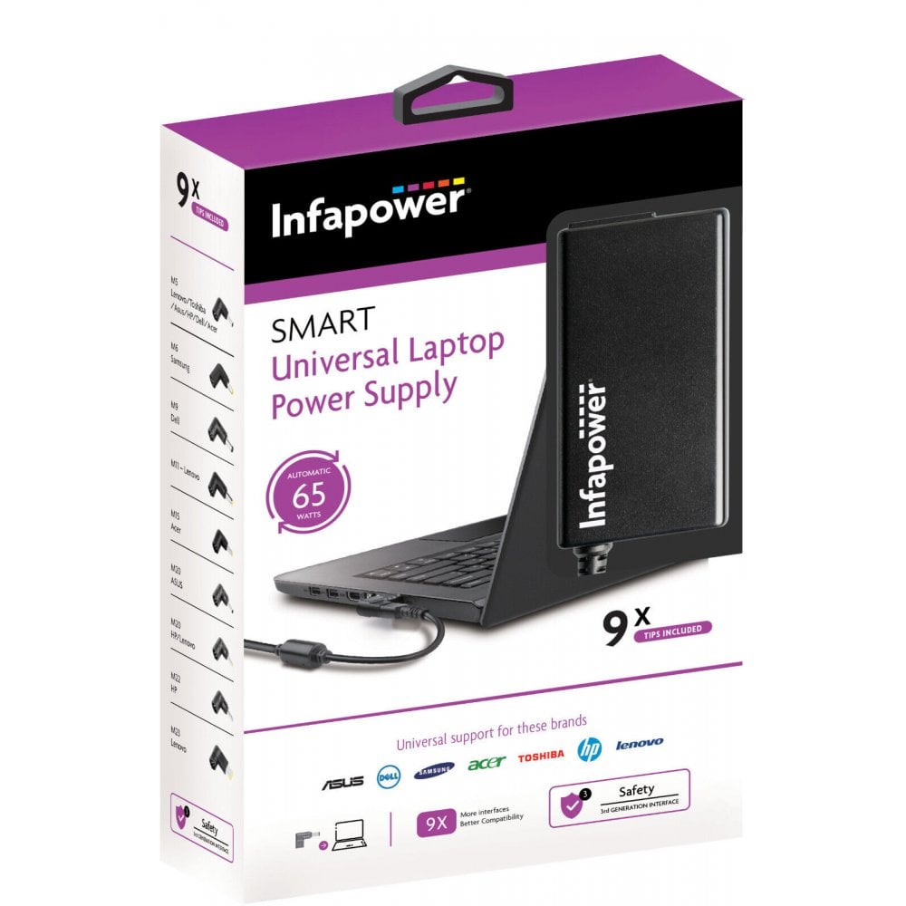Infapower 65 Watt Universal Laptop Power Supply