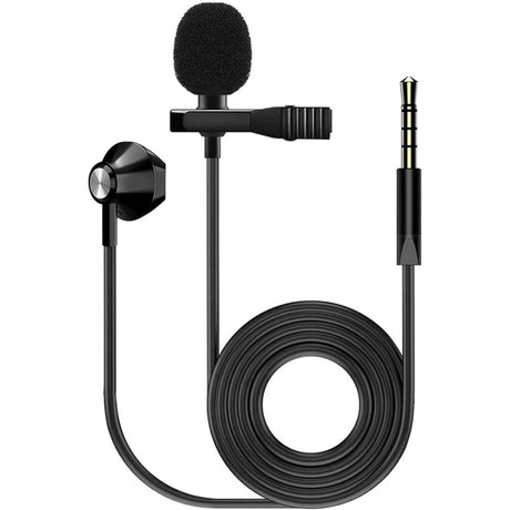 Kinsman Clip-On Lavalier Microphone with Earpiece ~ 3.5mm TRRS Jack