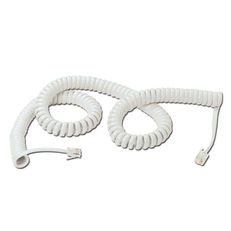 7 Metre White Coiled Telephone Handset Lead